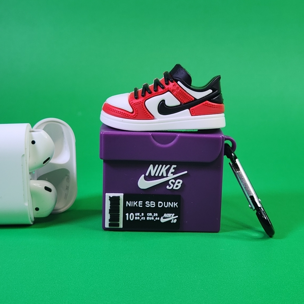 Airpods Case, fits Airpods 1 & 2, looks like Nike Dunk sneakers Purple, Red